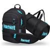Baagl Set di 3 zaini per la scuola per ragazzi (zaino skateboard, astuccio, borsa sportiva), zaino per la scuola elementare con cinghia toracica, zaino ergonomico, 25 l, Blu Fortnite, Misura media