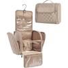 BAGSMART Grande trousse da toilette da donna, da appendere, accessorio da viaggio, per donne e ragazze, cammello, 27 x 15 x 22 cm