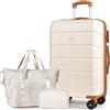 H.yeed Set di valigie da 5 pezzi, set di valigie da viaggio in ABS leggero, custodia rigida con 4 ruote girevoli, lucchetto TSA, per uomini e donne, 53 cm + 61 cm + 71 cm + borsa da viaggio e trousse