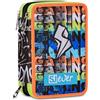 SJ GANG STYLE JAM GANG Astuccio Scuola 3 Zip, Blu, Portapenne Triplo Scomparto Completo Di Penne, Matite, Colori, Accessori Zaino, Scuole Elementari, Bambino