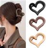 SONGJIE 3 graziosi fermagli per capelli in acrilico opaco medio, a forma di cuore, per donne, San Valentino, feste, accessori per lo styling dei capelli (nero, caffè, marrone)