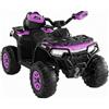 IDEALHOUSE Quad elettrico per bambini, 12 V, fuoristrada ATV (4,5 Ah), auto | Auto per bambini con 2 motori da 35 W, telecomando, faro LED, musica con connessione wireless/USB/TF, 3-8 km/h, viola