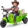 IdealHouse Trattore elettrico con rimorchio 12 V, Tuk-Tuk per bambini, triciclo | Triciclo musicale a LED, clacson, veicolo elettrico per bambini, giocattolo per esterni, 3-6 km/h, triciclo elettrico per