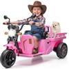 IdealHouse Trattore elettrico con rimorchio 12 V, Tuk-Tuk per bambini, triciclo | Triciclo musicale a LED, clacson, veicolo elettrico per bambini, giocattolo per esterni, 3-6 km/h, triciclo elettrico per