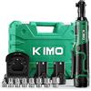KIMO K I M O. Set di chiavi a cricchetto elettriche senza fili, 40 Ft-lbs, 400 RPM, 3/8 12 V, kit a cricchetto senza fili con ricarica rapida da 60 min, trigger a velocità variabile, confezione da 2