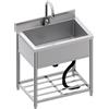 Vockol Grande Lavello Autoportante in Acciaio Inox 1 Vasca | 70 cm Lavandino da Cucina Commerciale con Rubinetto, Lavello Esterno Indipendente per Cucina, Ristorante, Garage