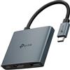 TP-Link Hub USB Type-C 3 in 1 (UH3020C) - HDMI 4K 60Hz, ricarica PD 100W, porta USB-A da 5 Gbps, Plug & Play, lega di alluminio, cavo intrecciato, compatibile con Windows, macOS, iPadOS, ChromeOS