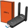 PLERY AXE5400 Adattatore WiFi USB per PC, Antenna WiFi PC | USB 3.0 | Tri-Banda 6/5/2,4GHz | WPA3 | 2 antenne ad alto guadagno | MU-MIMO | OFDMA | Compatibile con Windows 11/10