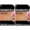 Duracell 4X Duracell 357/303 SR44 Con Ossido D'Argento (2 Blister Da 2 Batterie) 4 Pile