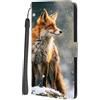 SEHEYA per Motorola Moto G32 4G Cover a Libro Custodia in Pelle PU con Motivo Carino Portafoglio Flip Case Portacarte Interne Fibbia Magnetica Protezione Caso, Volpe Delle Nevi