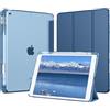 MoKo Cover per iPad 9a/8a/7a Generazione 10,2 Pollici con Portapenna | Custodia per iPad 10,2 2021/2020/2019, Trifold Sottile Leggera Cover con Retro PC Rigido Traslucido, Blu Mare Scuro