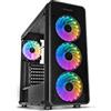 NOX XTREME PRODUCTS Nox Hummer TGM -NXHUMMERTGM- Caja ARGB ATX - Micro ATX-ITX, 4 ventole ARGB 120mm preinstallate, templado crystal, espacio per hasta 6 ventole, USB 3.0, colore nero