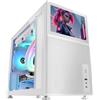 Mars Gaming MC-LCD, Case PC Compatto Micro-ATX, Display LCD IPS 8, Griglia Laterale, Superiore e Frontale Mesh, Finestra Laterale Vetro Temperato, Mini Torre Gaming Design Pannelli Modulari, Bianco