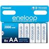 eneloop - Batterie Ricaricabili AA (Confezione da 8) - 2000 mAh NiMH | Batteria Mignon LR6 Doppia A, 4 volte più a lungo, 100% riciclabile senza plastica, oltre 2000 cicli di ricarica