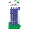 Alpino - Set di 4 penne Soft Touch - Inchiostro blu | Scrittura morbida e fluida con impugnatura antiscivolo | Punta da 1 mm | Penne ergonomiche morbide al tatto | Inchiostro di alta qualità
