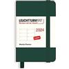 LEUCHTTURM1917 367640 - Agenda settimanale Mini (A7) 2024, 12 mesi, verde foresta, inglese