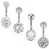 FECTAS 4pcs Anello con Ombelico Set in Acciaio Inox con bilanciere per Ombelico 10mm Barre Gioielli per Piercing