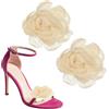 PATIKIL 2 Pezzi Decorazioni Per Scarpe A Fiocco Clip Per Scarpe Beige | Per Accessori Da Donna Per Scarpe Con Tacco Alto, Con Charms A Fiore, In Tessuto Solido, Rimovibili
