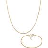 Kuzzoi Collana da uomo in argento 925, con bracciale in argento sterling 925 placcato oro, set di gioielli per l'uomo (55 cm), bracciale da uomo (21 cm), Argento sterling Oro