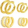 AUNEK Set di Piccoli Orecchini a Cerchio per Donna E Uomo, Mini Cerchi Sottili Leggeri, Orecchini Delicati per Piercing Multipli, Set Regalo Gioielli Quotidiani, 4 Paia