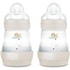 MAM Biberon Anticolica Easy Start 160 ml (Set da 2), Tettarella 1, Neutro | Da 0+ mesi, Valvola anticolica, Riduce bolle d'aria, Silicone SkinSoft, Allattamento misto, Autosterilizzante, Senza BPA/BPS
