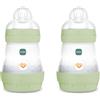 MAM Biberon Anticolica Easy Start 160 ml (Set da 2), Tettarella 1, Verde | Da 4+ mesi, Valvola anticolica, Riduce bolle d'aria, Silicone SkinSoft, Allattamento misto, Autosterilizzante, Senza BPA/BPS