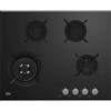 Beko HINW64229S - Piano cottura a gas, 4 bruciatori, accensione integrata, bruciatore wok, nero