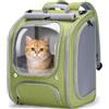 Pecute Zaino Gatto, Zaino a Bolla per Gatti di Grandi,Verde Chiaro | Tenda Parasole,Finestra Trasparente,Corda Di Sicurezza,Robusto,Grande Rete Traspirante,Per Esterni,Approvato Vet