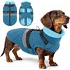 ASENKU Cappotto Reflettante Cane L per Cani Medi-Grandi Zip Posteriore Impermeabile Giacca per Shiba Inu, Border Collie Husky, Cane Medio, Escursioni Montane Nella Neve
