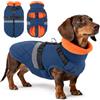 ASENKU Cappotto Reflettante Cane L per Cani Medi-Grandi Zip Posteriore Impermeabile Giacca per Shiba Inu, Border Collie Husky, Cane Medio, Escursioni Montane Nella Neve