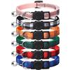 Extodry 6 collari classici per gatti a quadri con campana, collare per gattini a sgancio rapido e regolabile da 18 a 30 cm