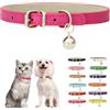 PSPORT Collare Rosa Chiaro XS per Cani con Campanellino, Collare in Pelle PU per Gatti con Campanellino, Collare Morbido Regolabile con Fibbia per Cagnolini di Taglia Piccolissima XXS, Femmina, Gattini