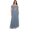Maya Deluxe Soft Grey Bardot Embellished Maxi Dress Vestito per Damigella donore Donna
