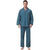 GLOBAL Pigiama Uomo 100% Cotone, Set Biancheria da Notte Lungo Traspirante | Due pezzi leggero adatto tutto l'anno, Camicia con tasche, coulisse pantalone, tessuto confortevole per il riposo notturno