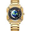 JewelryWe Orologi da uomo in acciaio inox, quadrati: 30 m, impermeabile, analogico, al quarzo, orologio da polso da uomo, cinturino in acciaio inox, orologio con luna, Venere, terra, cielo stellato,