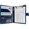 GraduationMall A5 Cartella per Conferenze con Fibbia Magnetica,Portfolio di Viaggio con Appunti Organizer Portadocumenti Portatile in Pelle PU Blu