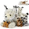 MorisMos XXL Lince Peluche Gigante, 45cm Bianco Grande Lince con 4 Kawaii Babies, Realistico Morbido Giocattolo di Peluche Regalo per Bambini Compleanno Natale