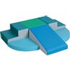 Wilwolfer Blocchi per Bambini in Schiuma Set: 6 Pezzi Pelle PU Set da Gioco Blocchi Morbidi per Bambini - Doppia Scala Percorso a Ostacoli per Infanzia per Soggiorno Cameretta e Asilo Nido
