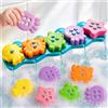 GINNO 21PCS | Giocattoli da bagno senza muffa in silicone colore e forma ordinamento e impilamento giocattoli e borsa di stoccaggio
