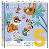 Janod - My Arts & Crafts - Dai 5 Anni - Tessere Adesive e Decorazioni - 5 Quadretti - Kit Attività Creative Bambini - Abilità Fino-Motorie e Concentrazione - J07744