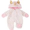Götz 3402912 Tutina per bambola in un pezzo con unicorno. Taglia dell'abbigliamento per bambola S - Set abbigliamento e accessori per bambole 30 - 33 cm
