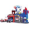 Dickie Toys 203719021 Vigili del Fuoco e della Polizia - Garage con 2 Auto Giocattolo con Ascensore, Luce Blu, Sirena, Funzione Estinzione, per Bambini dai 3 Anni, Multicolore