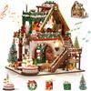 Cuteefun Miniature da Costruire con Musica, Casa delle Bambole DIY | Diorama Natalizio con LED, Decorazioni Squisite, Idea Regali Artigianale Creativi per Il Regalo di Natale (Capanna di Natale)