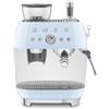 Smeg Macchina da Caffè Espresso Manuale con macinacaffè integrato 50's Style - Azzurro LUCIDO - EGF03PBEU GARANZIA ITALIA