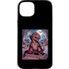 Halloween Glam Retro Vintage Comics Pop Custodia per iPhone 15 Plus T-Rex Vampire Undead Dinosaur Tyrannosaurus Spettrale Spaventoso