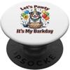 Funny Pet Bday Party Celebration Dog Lov Correspondance de célébration de fête d'anniversaire de PopSockets PopGrip Adesivo