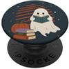 Autumn Reader Carino Ghost Lettura Libro Zucca Halloween Reader PopSockets PopGrip Adesivo