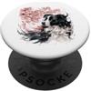 Disegni artistici di animali Fiori di ciliegio - Acquerello Border Collie PopSockets PopGrip Adesivo