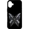Pink Cowgirl Disco Custodia per iPhone 16 Plus Specchio da discoteca con falena floreale scura, mosaico, gotico