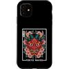 Japanese Aesthetic by Tokyo Waves Custodia per iPhone 11 Maschera Yokai Oni giapponese del demone del diavolo Hannya con fiori di ciliegio